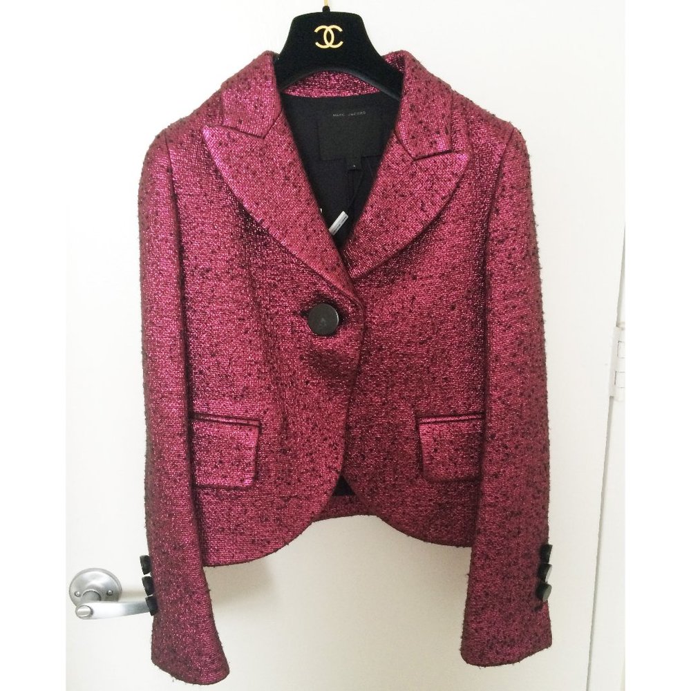 MARC JACOBS Metallic Pink Boucle Wool Jacket